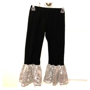 Girls silver sequined bell bottom flare pants
